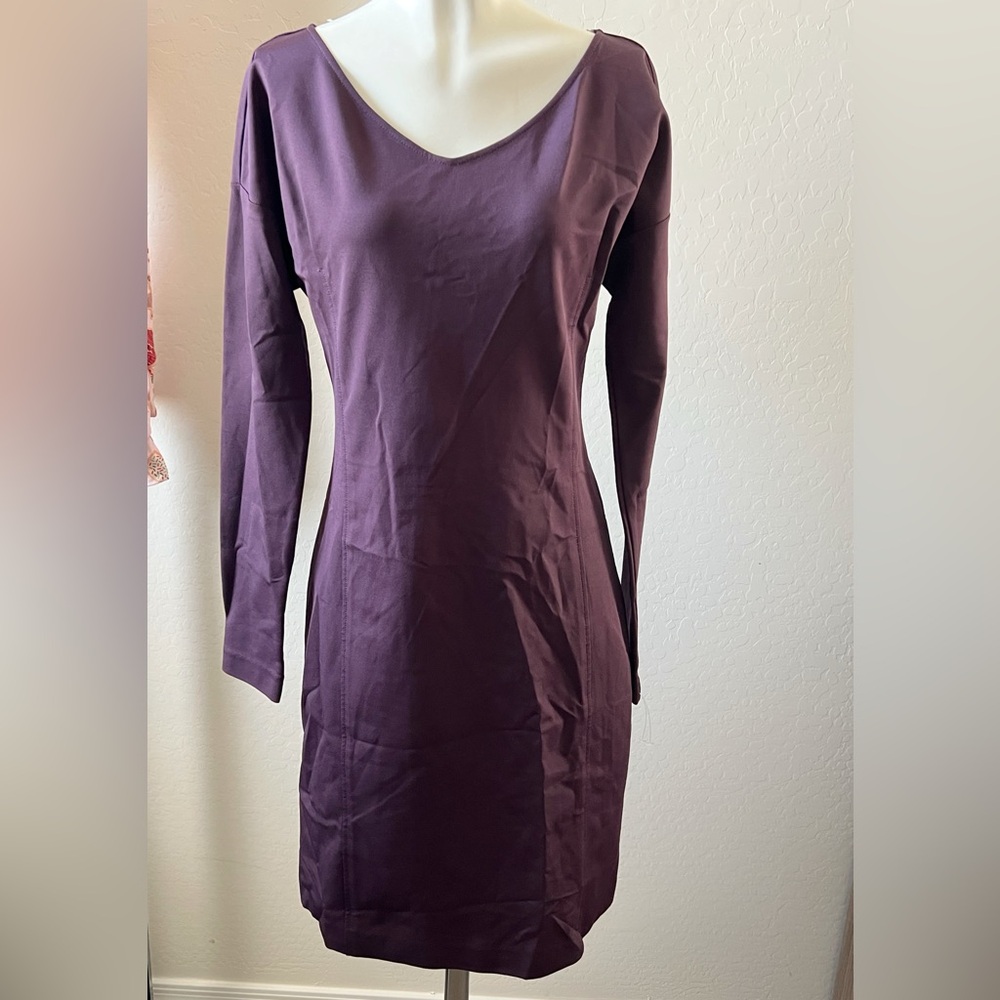 Theory Deep Purple Long Sleeve Dress